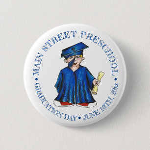 Macaron Rond 5 Cm Garçon Bleu Casquette Préscolaire Graduation