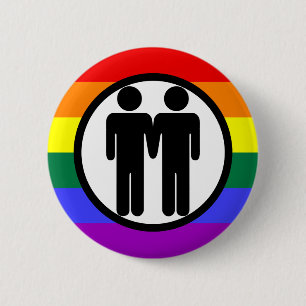 Macaron Rond 5 Cm Garçon + Bouton d'arc-en-ciel de garçon