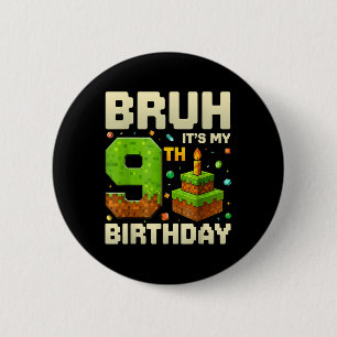 Macaron Rond 5 Cm Garçon d'anniversaire Pixel Bruh C'est mon 9e anni