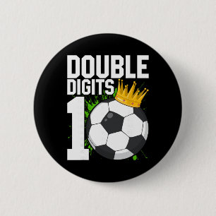 Macaron Rond 5 Cm Garçon de football Anniversaire 10 Ans Double Chif