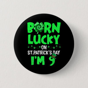 Macaron Rond 5 Cm Garçon Fille 9 ans pour la Saint-Patrick 9e annive
