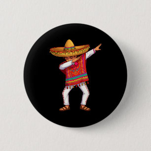 Macaron Rond 5 Cm Garçon mexicain faisant le dab avec un poncho drôl