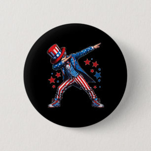 Macaron Rond 5 Cm Garçon qui fait dabbing 4 juillet Drapeau américai