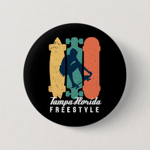 Macaron Rond 5 Cm Garçon Skateur Tampa Floride Vintage Rétro Rue Ska
