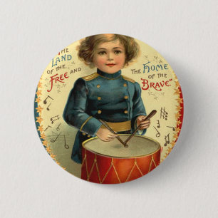 Macaron Rond 5 Cm Garçon Tambour Étoile Rouge Blanc Bleu