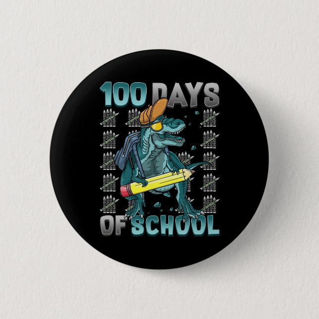Macaron Rond 5 Cm Garçons 100 Jours De Dinosaure Scolaire 100 Jours  (Devant)