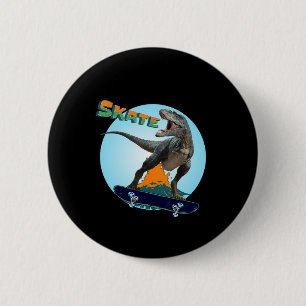 Macaron Rond 5 Cm Garçons cools planche à roulettes T Rex dinosaure 