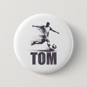 Macaron Rond 5 Cm Garçons de foot Tom Personnalisé Prénom Tom