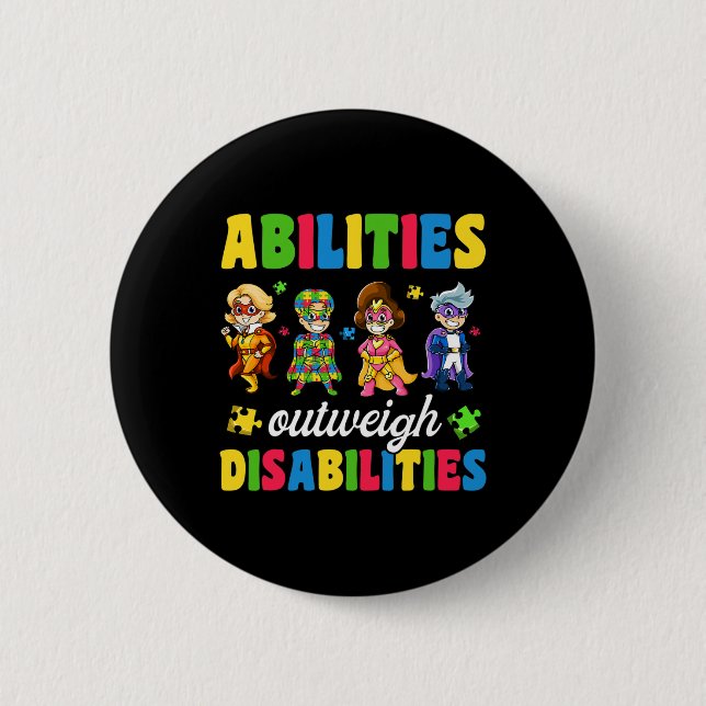 Macaron Rond 5 Cm Garçons Enfants Autisme Handicap Sensibilisation (Devant)