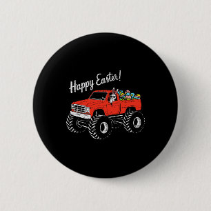 Macaron Rond 5 Cm Garçons Enfants Joyeuses Pâques Camion Œufs de Pâq