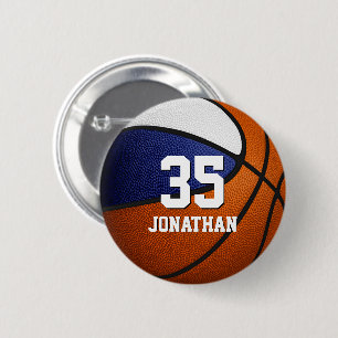 Macaron Rond 5 Cm garçons filles bleu blanc basketball équipe couleu
