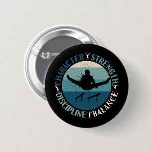 Macaron Rond 5 Cm Garçons Gymnastique Caractère Force Discipline