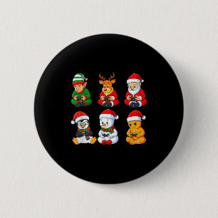 Macaron Rond 5 Cm Garçons joueurs de Noël Vidéos Jeux Père Noël Elfe