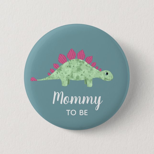 Macaron Rond 5 Cm Garçons mignons Dinosaur maman à être Baby shower (Devant)
