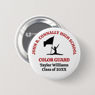 Macaron Rond 5 Cm Garde de couleur de lycée rouge personnalisée