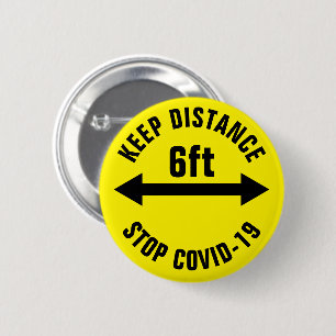 Macaron Rond 5 Cm Garder la distance 6 pi Aide à arrêter Covid19 Cor