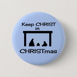 Macaron Rond 5 Cm Garder le CHRIST dans le bouton / épingle de NOËL