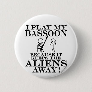 Macaron Rond 5 Cm Garder les Aliens loin de Bassoon