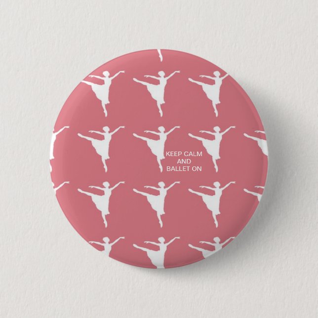 Macaron Rond 5 Cm Gardez le calme et le ballet sur l'insigne de (Devant)