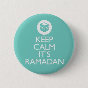 Macaron Rond 5 Cm gardez le calme sa Ramadan-turquoise