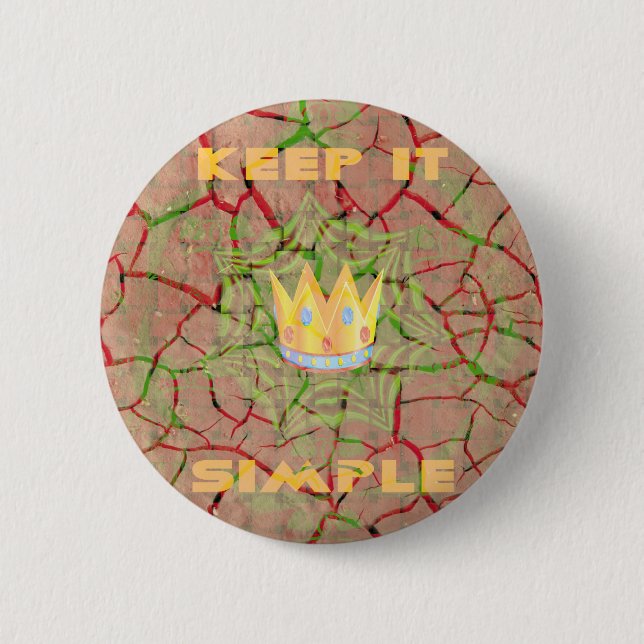 Macaron Rond 5 Cm Gardez-le simple : Cracked Earth Royal Clarity Art (Devant)