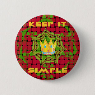 Macaron Rond 5 Cm Gardez-le simple : Gratuit Rouge Tissé imprimé Flo