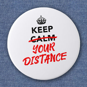 Macaron Rond 5 Cm Gardez vos distances - Slogan de distanciation soc