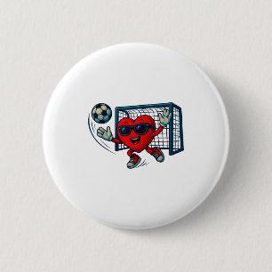Macaron Rond 5 Cm Gardien de but de football de la Saint-Valentin Fu