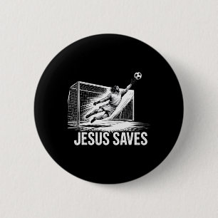 Macaron Rond 5 Cm Gardien de but de football Jésus sauve Christian S