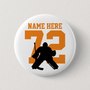Macaron Rond 5 Cm Gardien de but de hockey personnalisé Nom Numéro O
