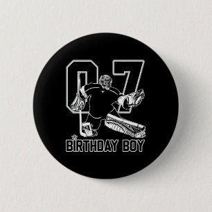 Macaron Rond 5 Cm Gardien de but de hockey sur glace n°7 Joyeux 7e a