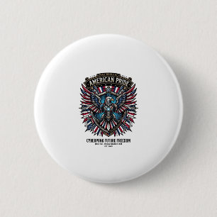 Macaron Rond 5 Cm Gardien de drapeau numérique patriotique Cyberpunk