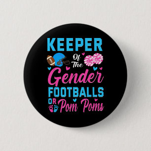 Macaron Rond 5 Cm Gardien du genre Football ou Pom-Poms Révélation d
