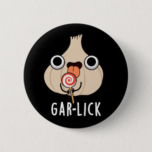 Macaron Rond 5 Cm Garlick Funny Garlic Herb Pun Dark BG