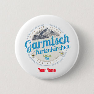 Macaron Rond 5 Cm Garmisch Partenkirchen Bavière Alpes Vintages