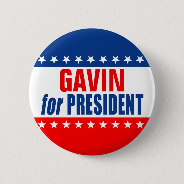 Macaron Rond 5 Cm "GAVIN for PRESIDENT" Button (Devant)