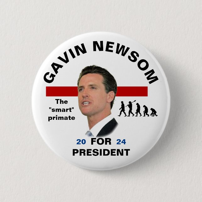 Macaron Rond 5 Cm Gavin Newsom 2024 (Devant)