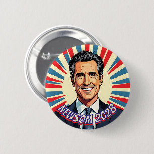 Macaron Rond 5 Cm Gavin Newsom   Le gouverneur favori de Californie