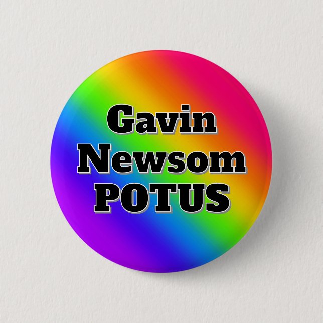 Macaron Rond 5 Cm Gavin Newsom POTUS (Devant)