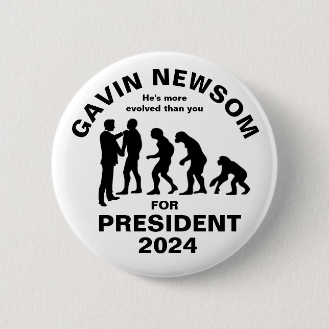 Macaron Rond 5 Cm Gavin Newsom pour Président 2024 (Devant)