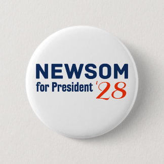 Macaron Rond 5 Cm Gavin Newsom pour Président 2028 bouton blanc