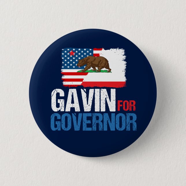 Macaron Rond 5 Cm Gavin pour gouverneur de Californie en 2018 (Devant)