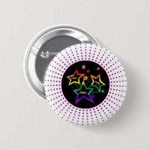 Macaron Rond 5 Cm Gay LGBTQ Pride Stars Rainbow