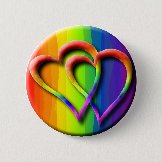 Macaron Rond 5 Cm Gay Mariage Hearts Fierté Parade LGBT Love (Devant)
