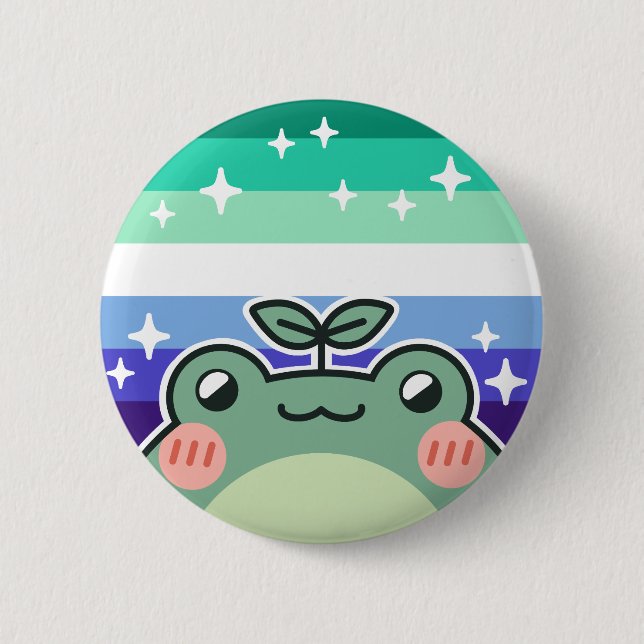 Macaron Rond 5 Cm Gay MLM LGBT Pride Drapeau Grenouille (Devant)