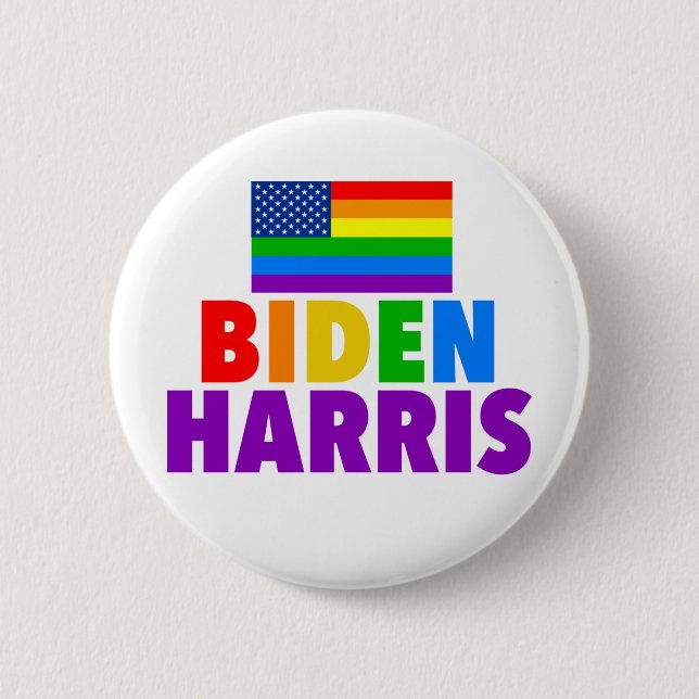 Macaron Rond 5 Cm Gay pride du drapeau américain Biden Harris Rainbo (Devant)