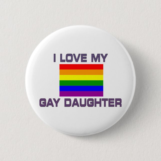 Macaron Rond 5 Cm Gay pride J'Aime Ma Fille Gay (Devant)