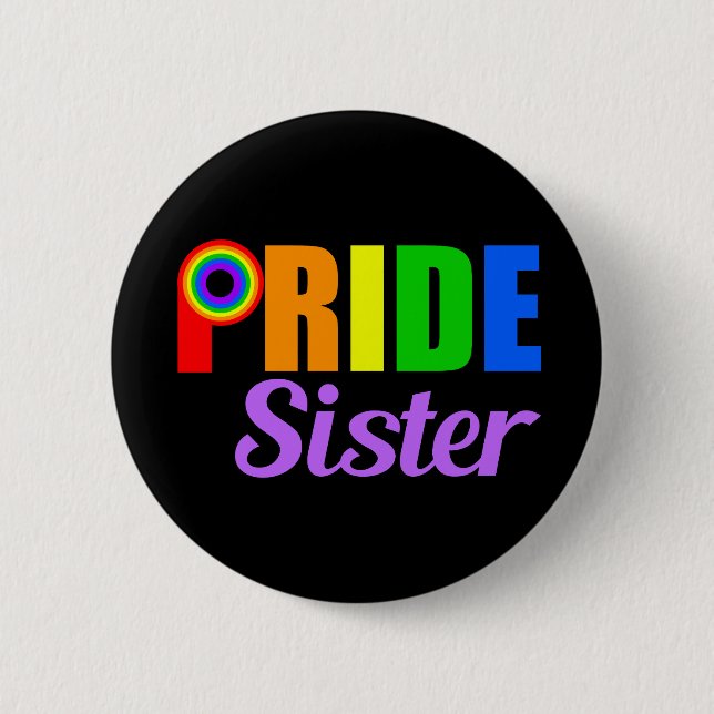 Macaron Rond 5 Cm Gay pride soeur Rainbow Letters LGBTQ (Devant)