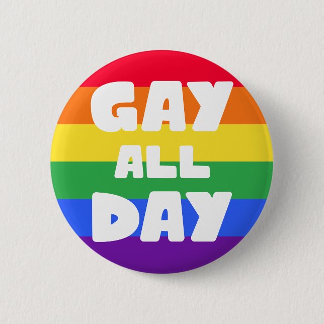 Macaron Rond 5 Cm gay toute la journée LGBT (Devant)