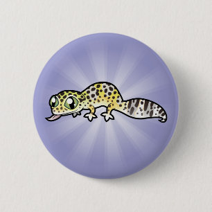 Macaron Rond 5 Cm Gecko léopard de dessin animé